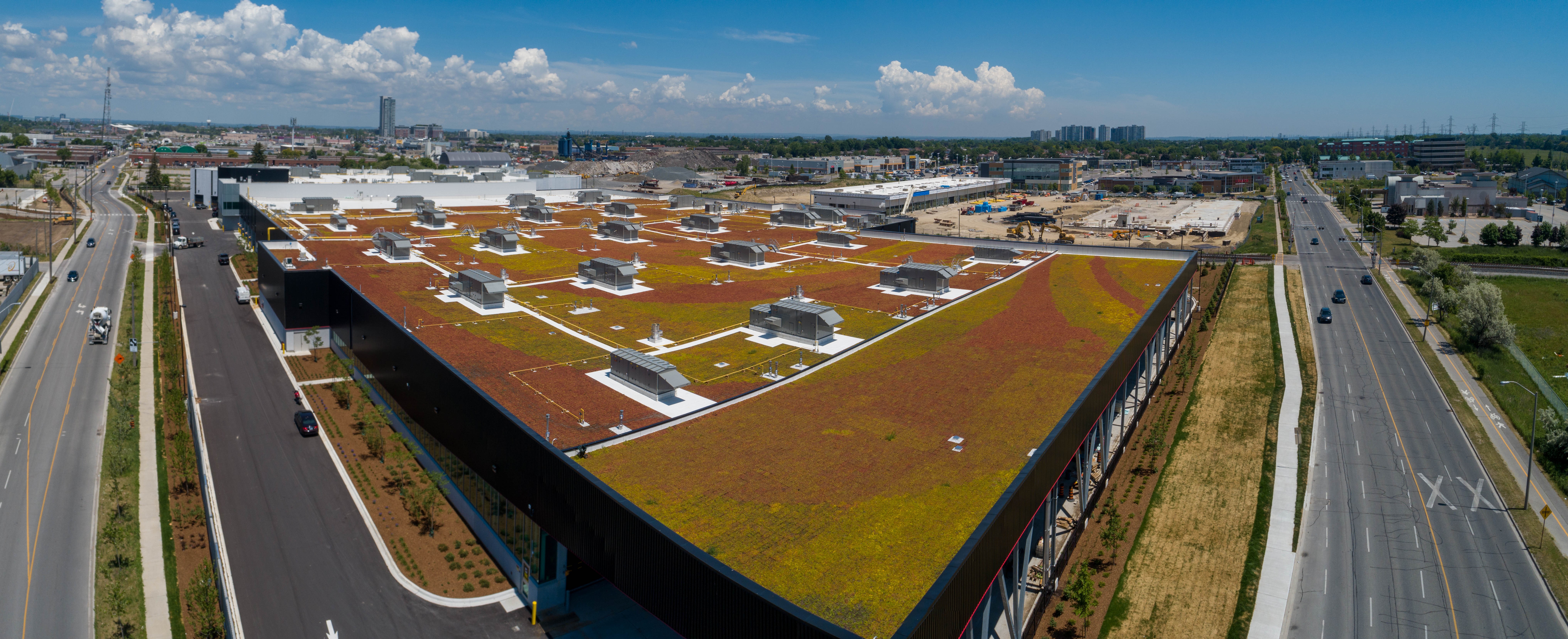 McNicoll Bus Garage Green Roof Arial