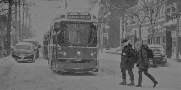 TTC Streetcar Winter - Purchased Photo BW